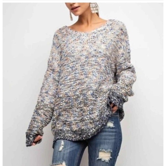 Easel Ombré Obsession textured chunky Knit Sweater multicolor woman's small/med - Picture 5 of 7